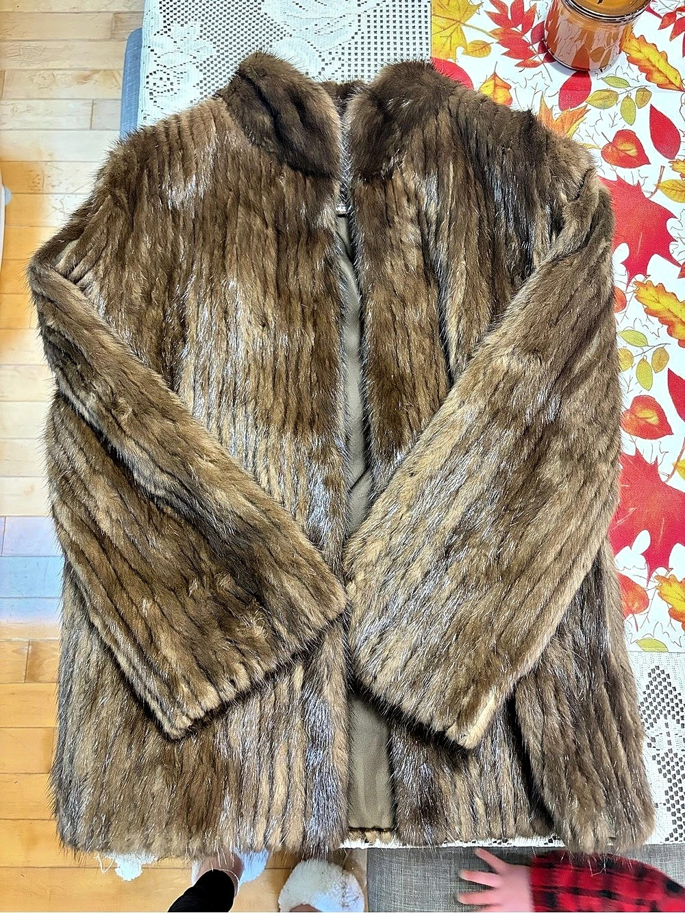 SAGA MINK Brown Fur Coat Size 10